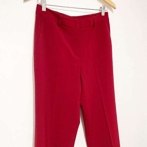 Womens Bright Red Wool Blend Straight Mid Rise Classic Pants 6 Workwear Corpcore - Picture 4 of 10
